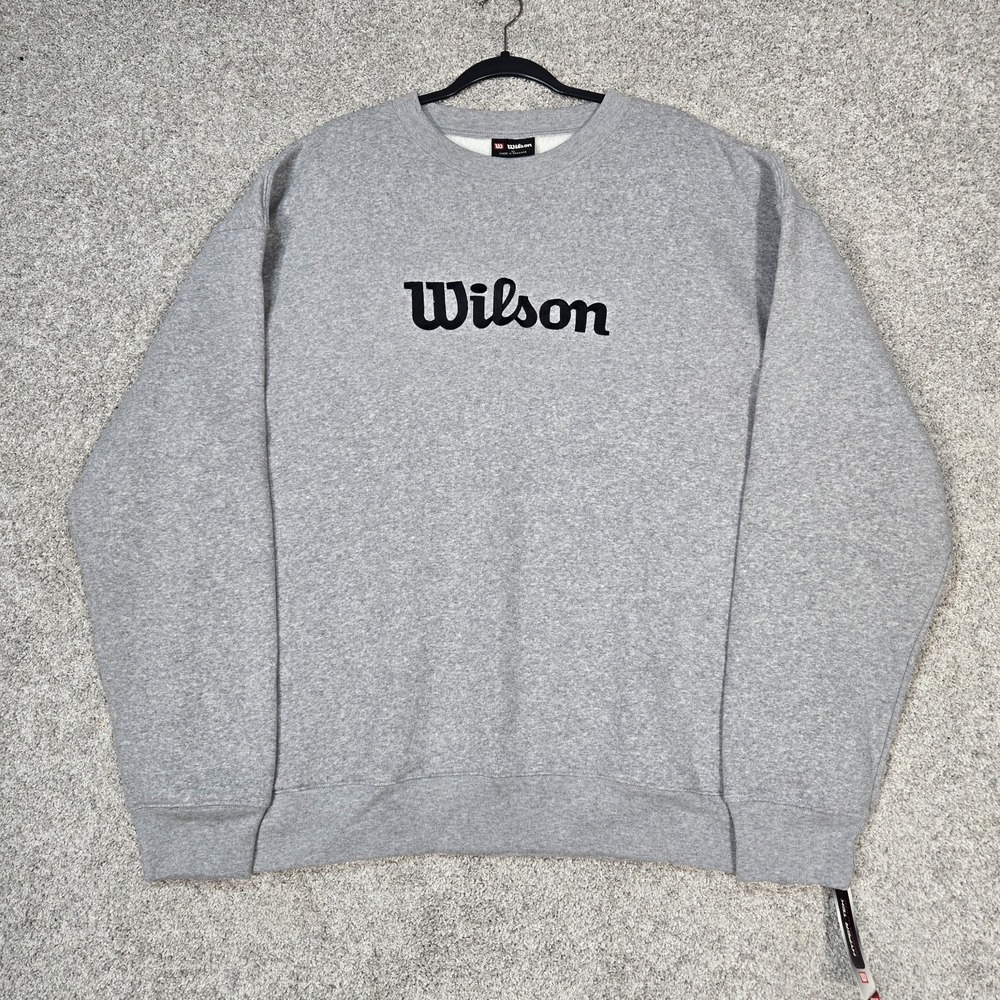 Wilson Sweatshirt Mens XL Gray soft Fleece Pullover Embroidered Logo NEW